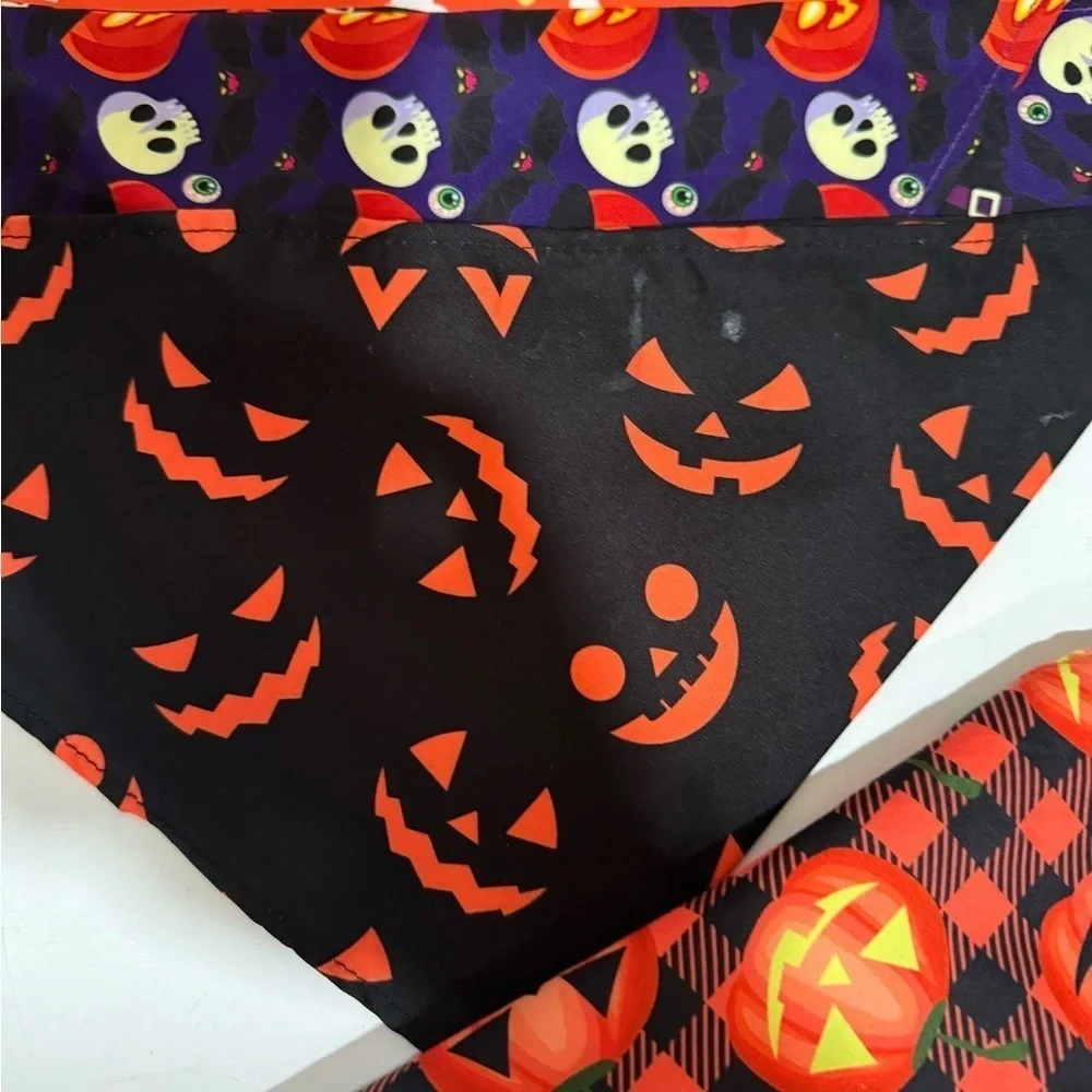 SANWUTA  Halloween Dog triangle Bandanas set of 10 Halloween print size XL